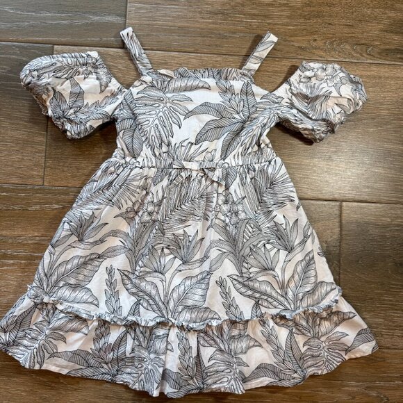 Janie and Jack white Palm  cold shoulder girls dress size 4 - Picture 3 of 13